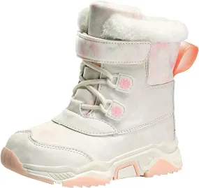 Girls Boys Snow Boots Wterproof Outdoor Warm Cozy Anti-Slip Mid Calf Faux Fur Liing Shoes for Little/Big Kids