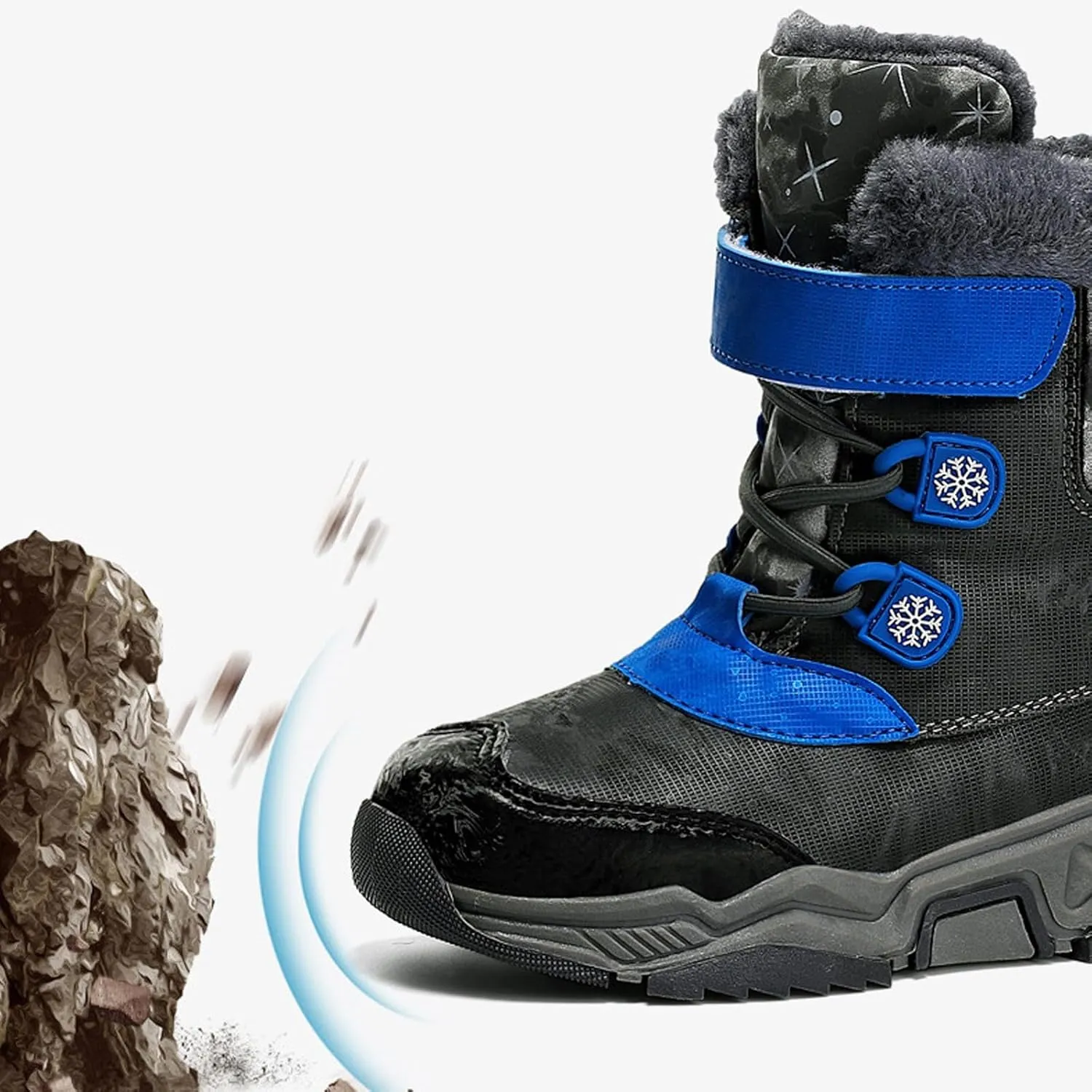 Girls Boys Snow Boots Wterproof Outdoor Warm Cozy Anti-Slip Mid Calf Faux Fur Liing Shoes for Little/Big Kids
