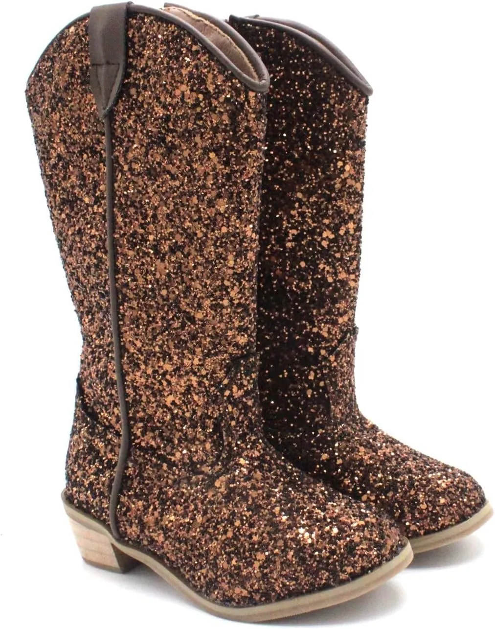 Girls Cowboy Western Boots Knee Length Sequins Fashion Riding Shoes Kids Mid Calf Low Heel Toddler Short Boots for Girls