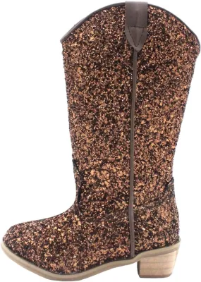 Girls Cowboy Western Boots Knee Length Sequins Fashion Riding Shoes Kids Mid Calf Low Heel Toddler Short Boots for Girls