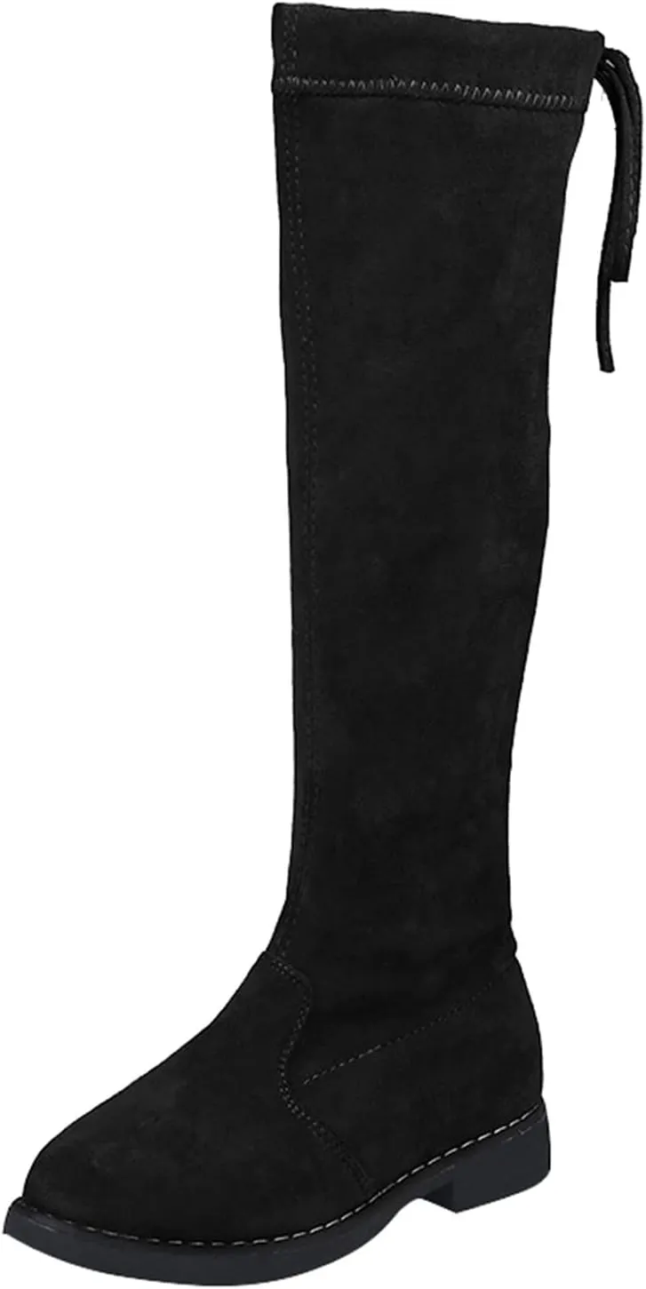 Girls Fall Winter Knee High Boots Princess Shoes Children Fashion Non Slip Boots Breathable Knee Boot Snow Boots (Black, 10.5-11 Years)