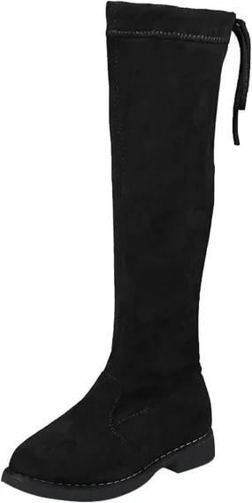 Girls Fall Winter Knee High Boots Princess Shoes Children Fashion Non Slip Boots Breathable Knee Boot Snow Boots (Black, 10.5-11 Years)