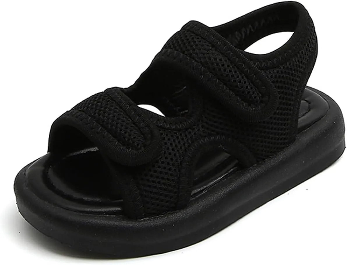 Girls Flatform Sandals Toddler Open Toe Two Adjustable Strapped Non-slip Sandals with Hook & Loop Kids Summer Shoes