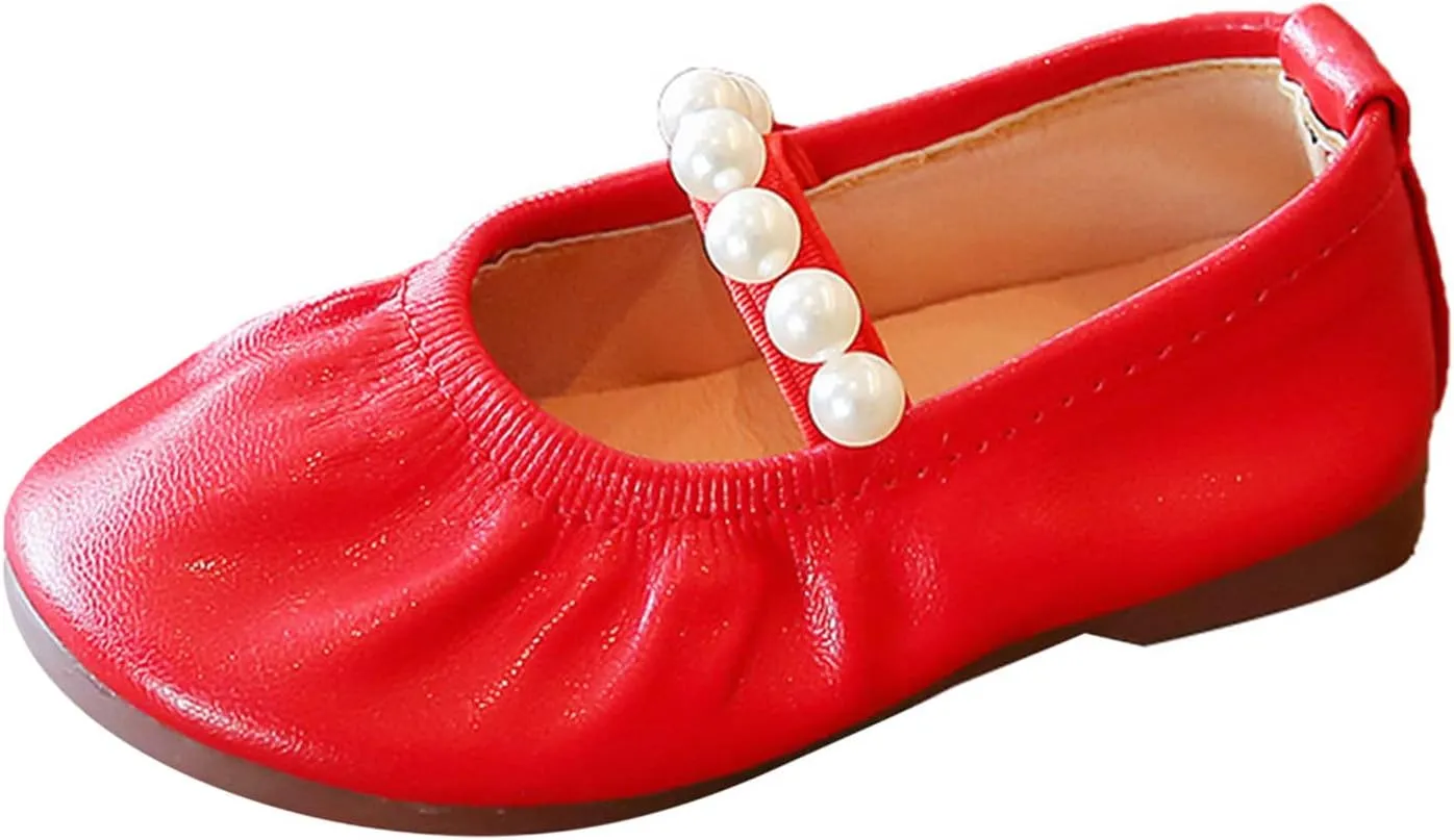 Girls Furry Slippers Toddler Pearl Girl Dress Shoes Girl Ballet Flats Party School Softball Slides Youth Girls