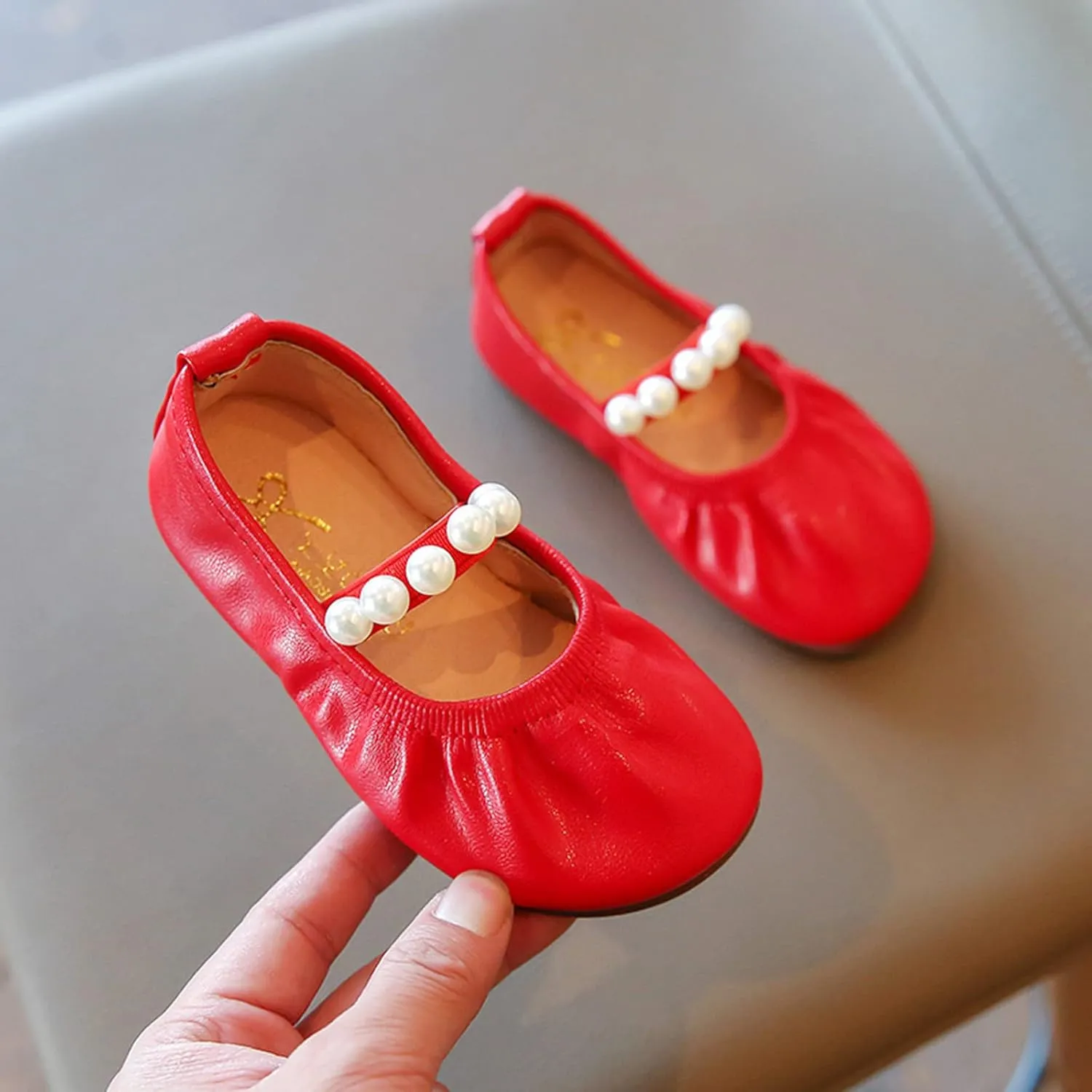Girls Furry Slippers Toddler Pearl Girl Dress Shoes Girl Ballet Flats Party School Softball Slides Youth Girls