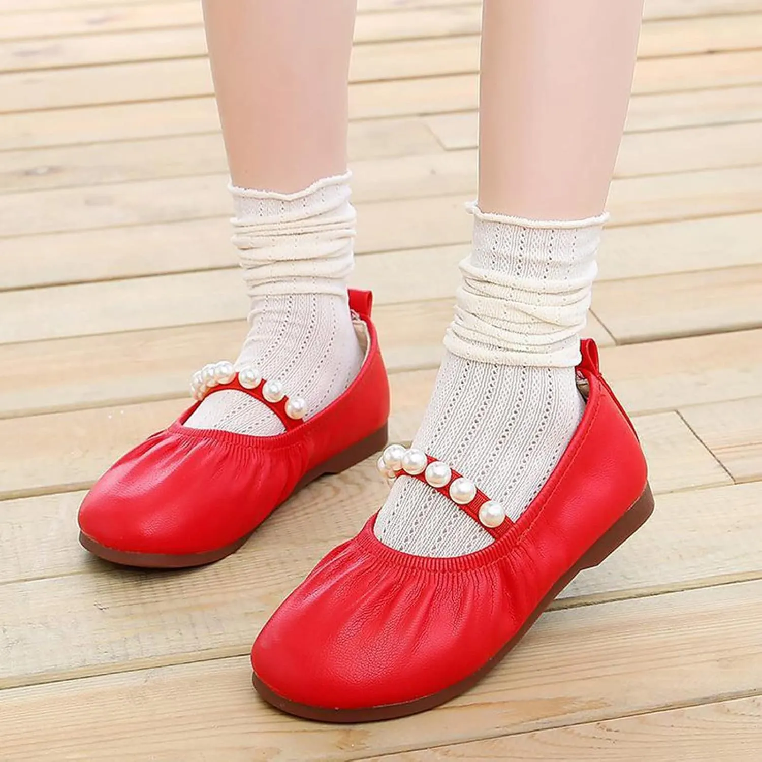 Girls Furry Slippers Toddler Pearl Girl Dress Shoes Girl Ballet Flats Party School Softball Slides Youth Girls