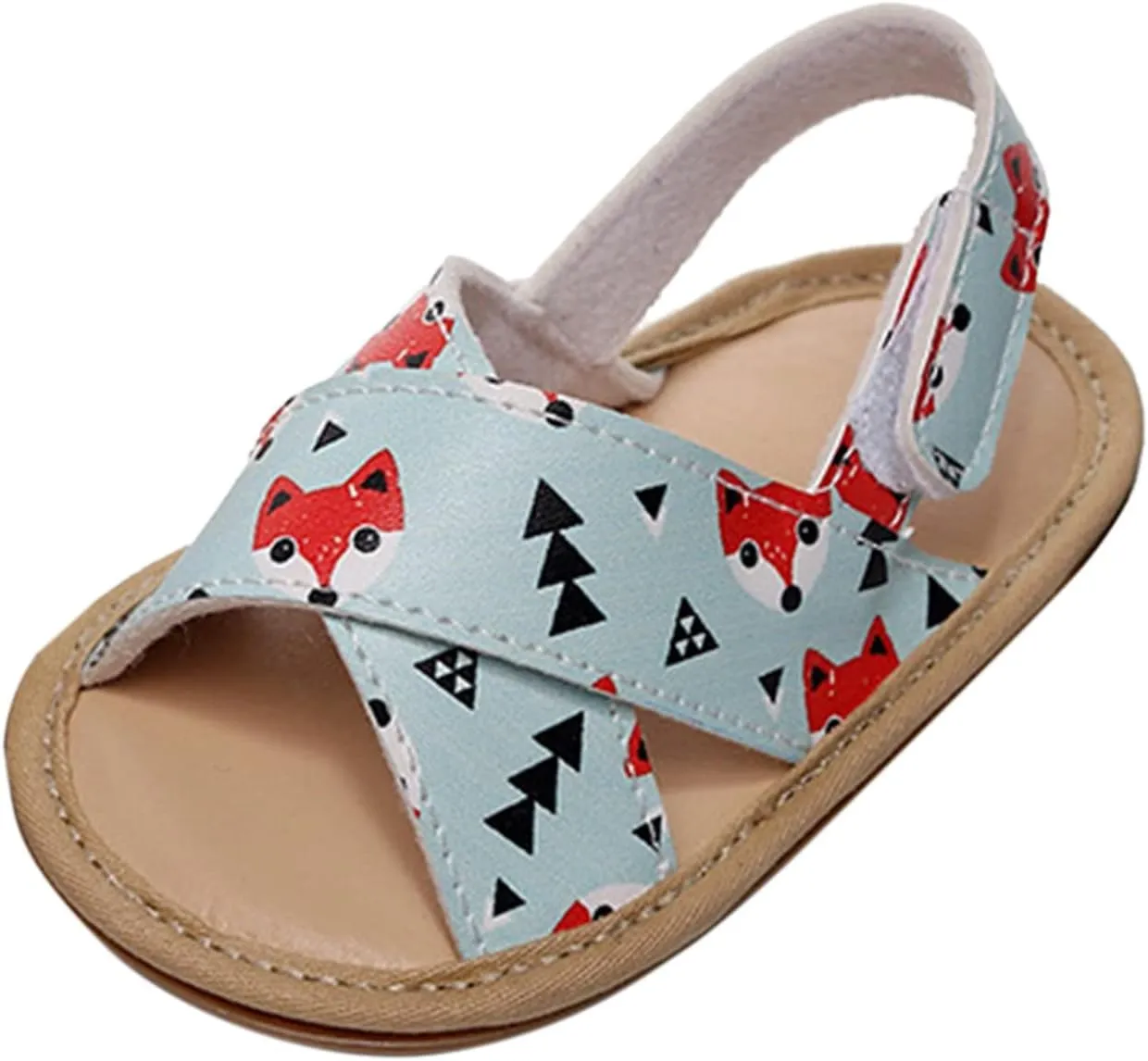 Girls Kids Flat Wide Sandals Animal Print X-Strap Ankle Barefoot Open Toe Shoes Baby Summer Casual First Walking Shoes