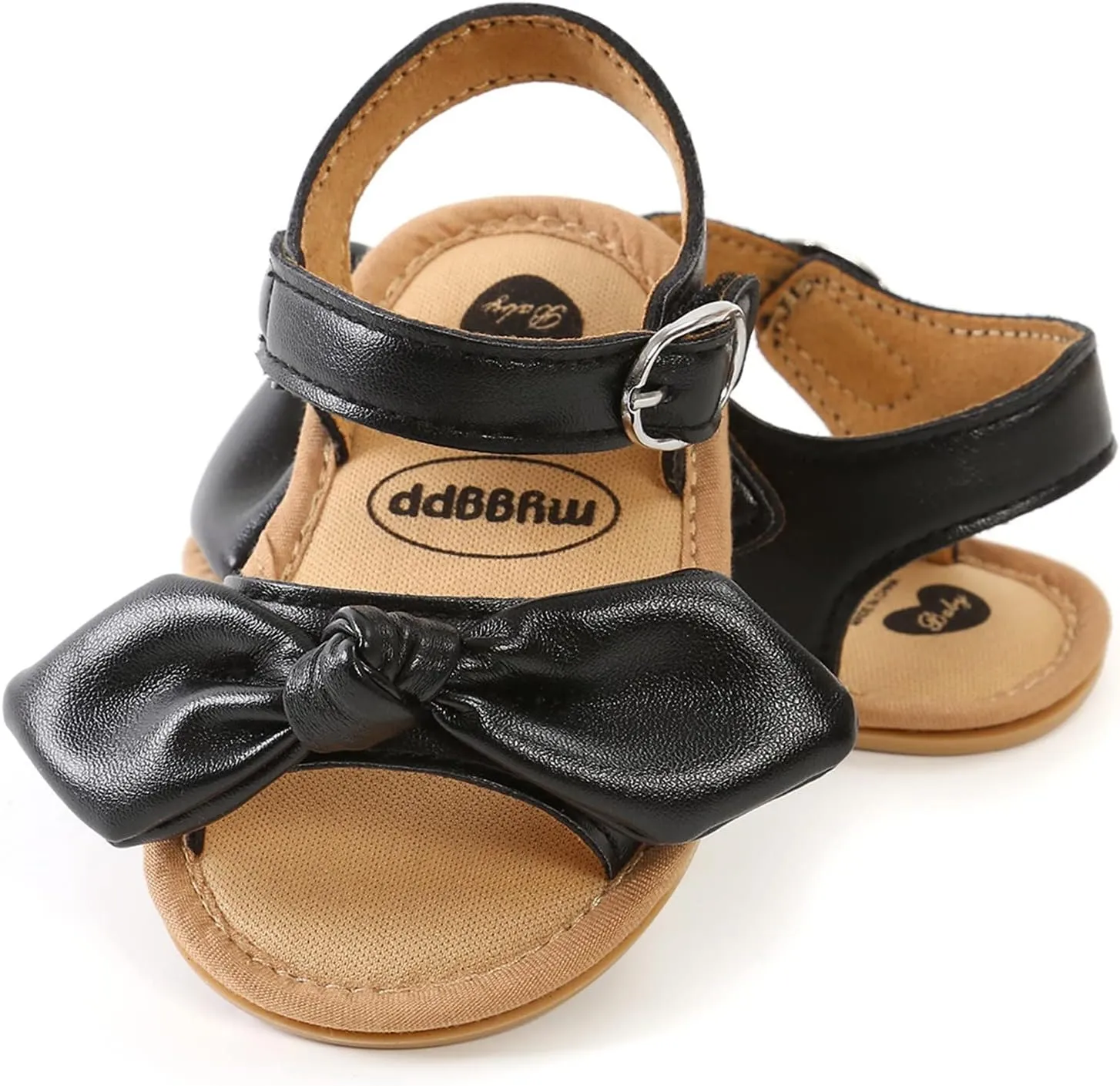 Girls Kids Open Toe Sandals Bow Leather Adjusted Buckle Strap Barefoot Shoes Baby Childrens Flat Wide Shoes Light Comfy