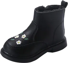 Girls Kids Side Zipper Faux Fr Ankle Boots Girls Fashion Boots For Girls Girls Low Heel Side Zipper Ankle Booties