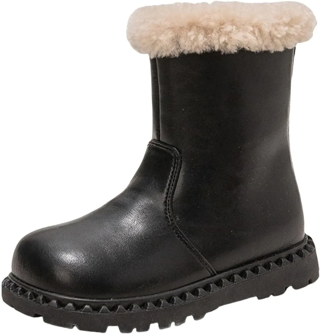 Girls Paten Boots Kids Winter Faux Fr Warm Ankle Booties Snow Boots For Girls Kids Fr Boots Kids Winter Boots