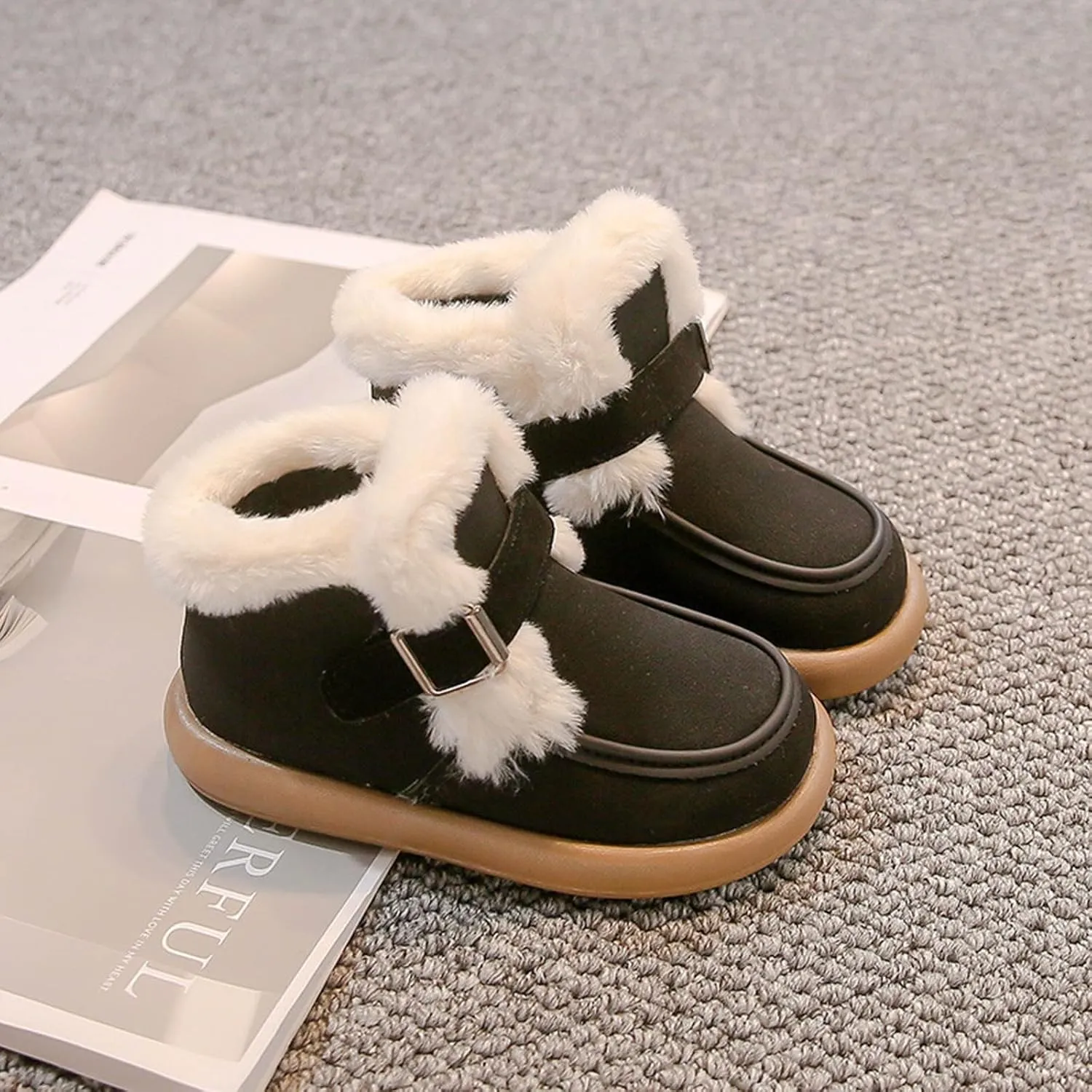 Girls Platform Snow Boots Winter Boots Fr Snow Boots Ankle Booties Fuzzy Warm Boots For Toddler Kids Slip On Boots