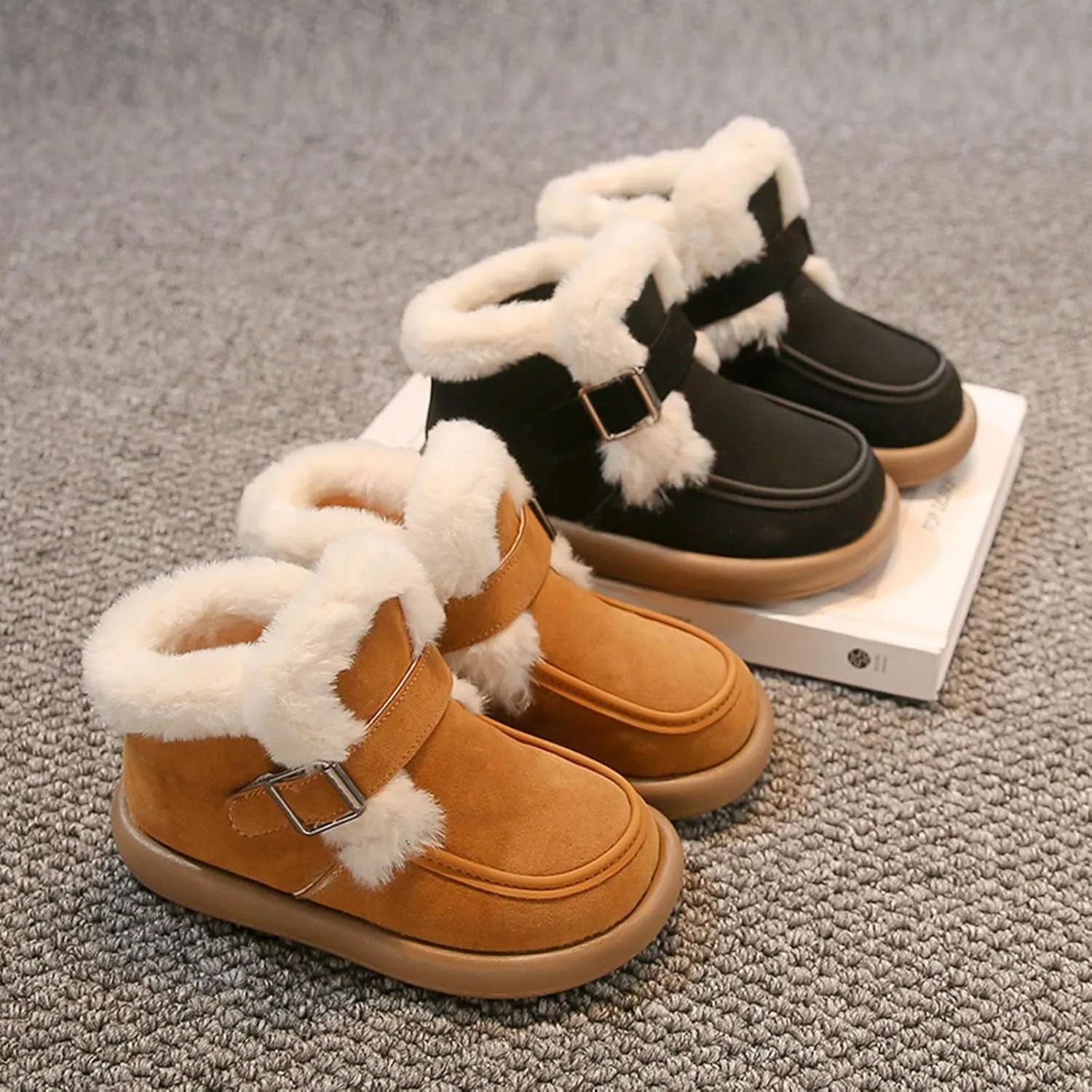 Girls Platform Snow Boots Winter Boots Fr Snow Boots Ankle Booties Fuzzy Warm Boots For Toddler Kids Slip On Boots