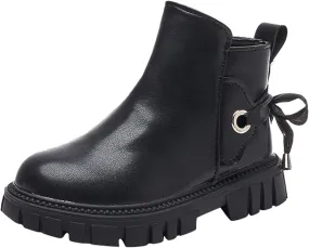 Girls Shoes Fashion Ankle Boots Kids Low Heel Dress Booties Fashion Side Zipper Short Plus Girls