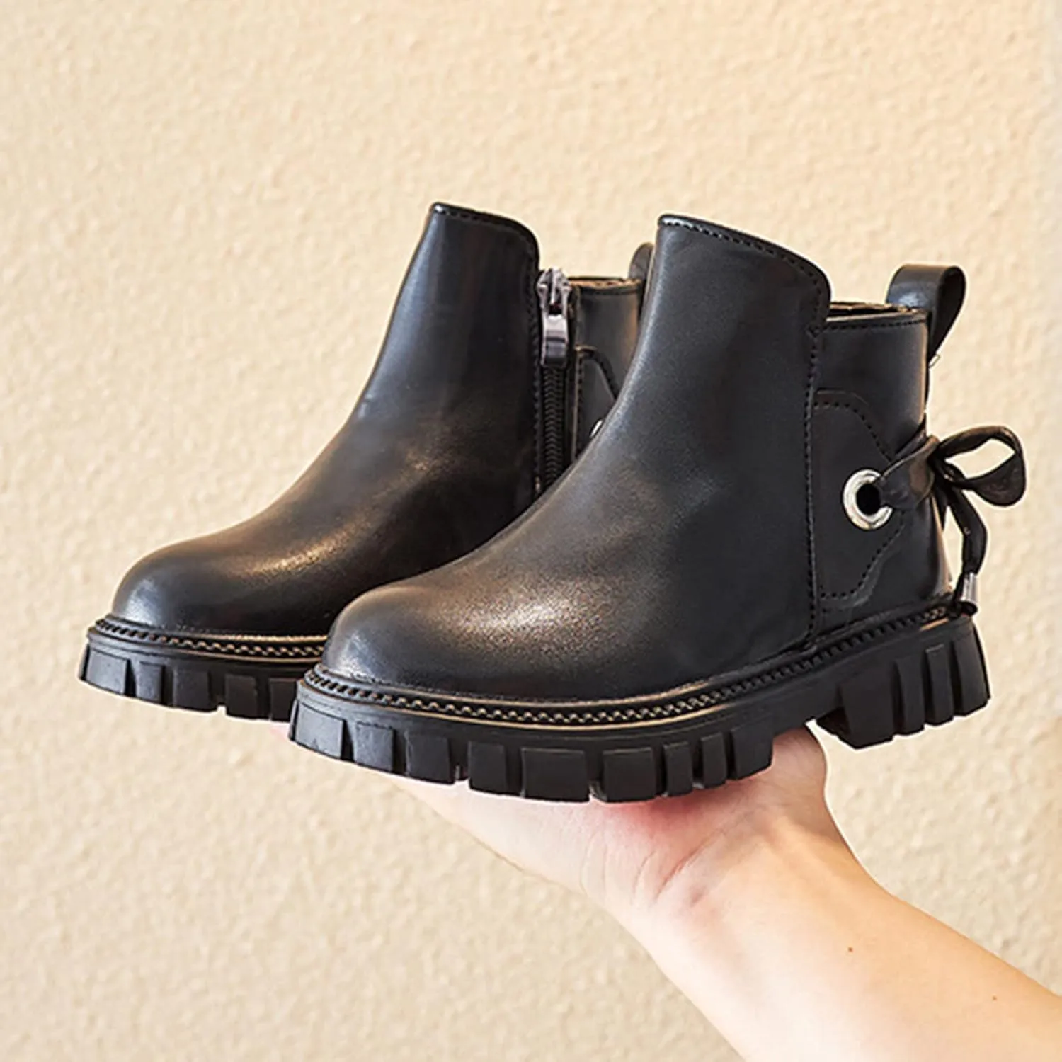 Girls Shoes Fashion Ankle Boots Kids Low Heel Dress Booties Fashion Side Zipper Short Plus Girls