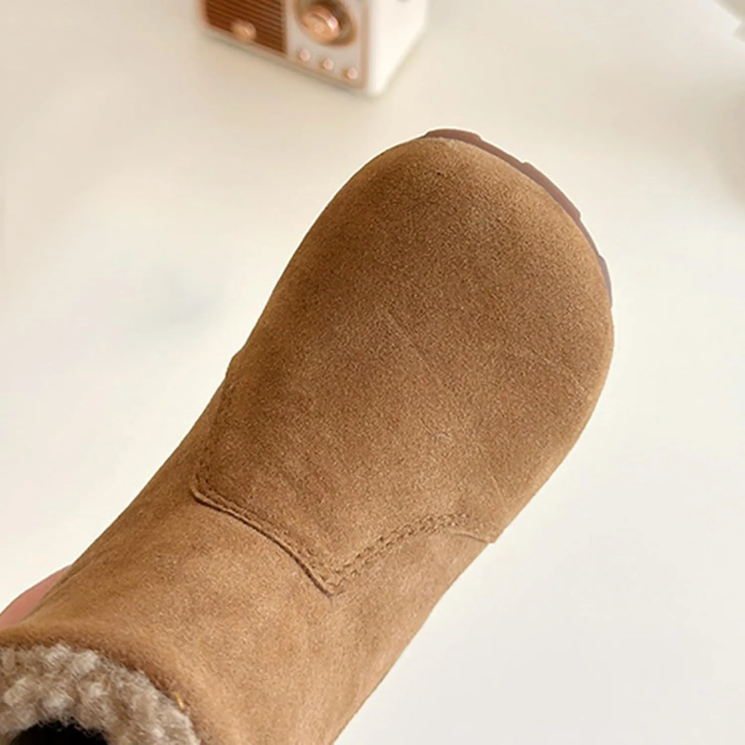 Girls Winter Mid Calf Snow Boots Faux Fr Lined Non-Slip Shoes For Toddler Faux Fr Boots Kids Ankle Boots For Girls