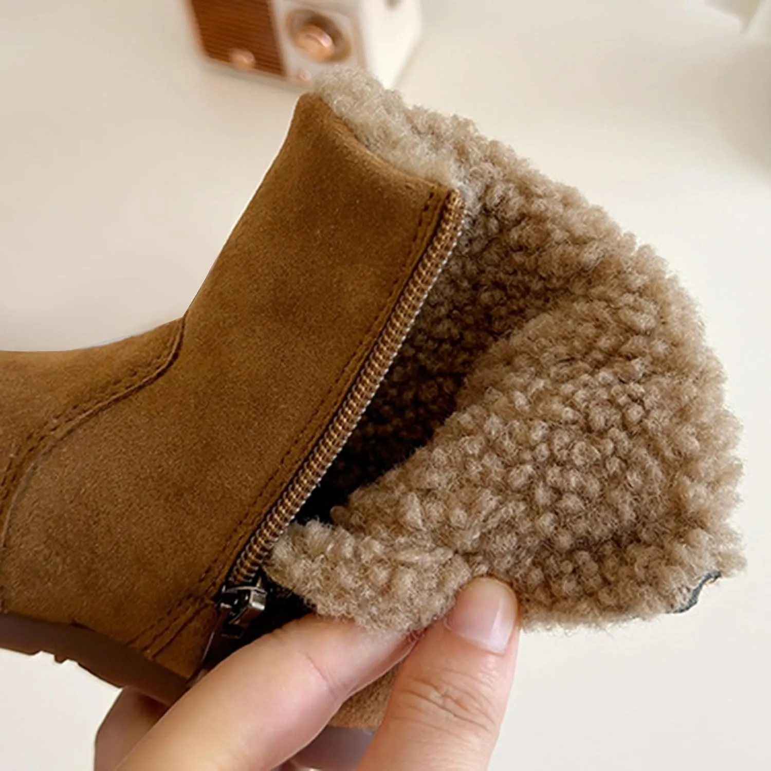 Girls Winter Mid Calf Snow Boots Faux Fr Lined Non-Slip Shoes For Toddler Faux Fr Boots Kids Ankle Boots For Girls