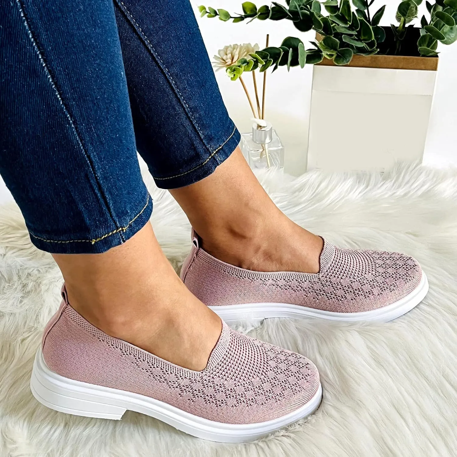 Gym Shoes Women Shoes for Women Memory Foam Go Walk Slip on Tennis Shoes Non Slip Comfortable Fashion Sneakers