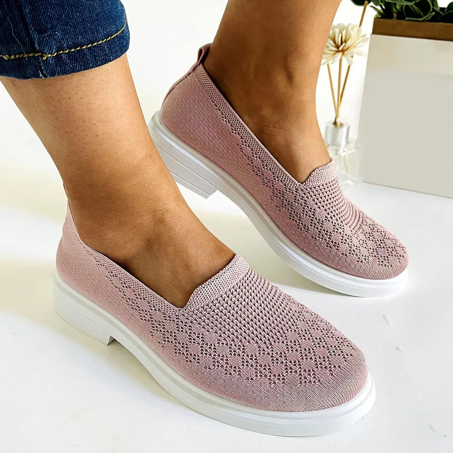 Gym Shoes Women Shoes for Women Memory Foam Go Walk Slip on Tennis Shoes Non Slip Comfortable Fashion Sneakers