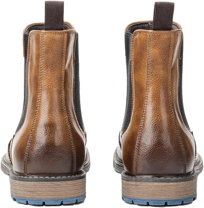 Harssidanzar Mens Chelsea Boots,Stylish and Comfort Leather Slip On Casual Dress Boots Slip-On Boots Shoes for Men KM304US