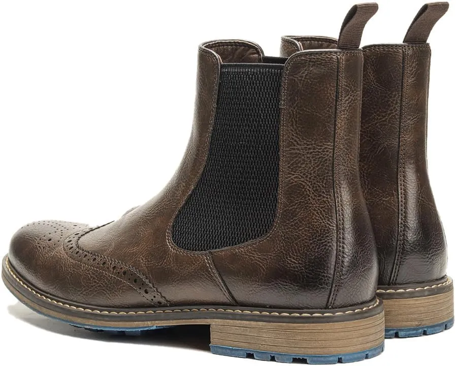 Harssidanzar Mens Chelsea Boots,Stylish and Comfort Leather Slip On Casual Dress Boots Slip-On Boots Shoes for Men KM304US