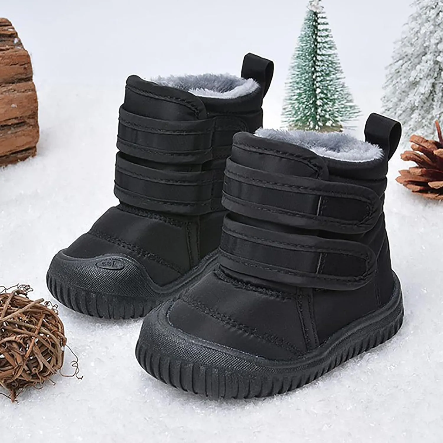Hook Loop Low Cut Boots Cloth Snow Boots Kids Winter Shoes Girls Boys Outdoor Boots Kids Insulated Rain Boots for Girls