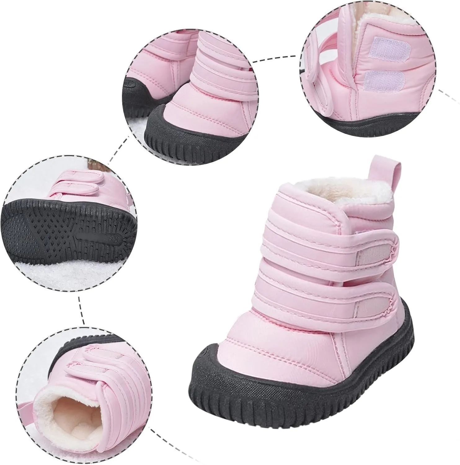 Hook Loop Low Cut Boots Cloth Snow Boots Kids Winter Shoes Girls Boys Outdoor Boots Kids Insulated Rain Boots for Girls
