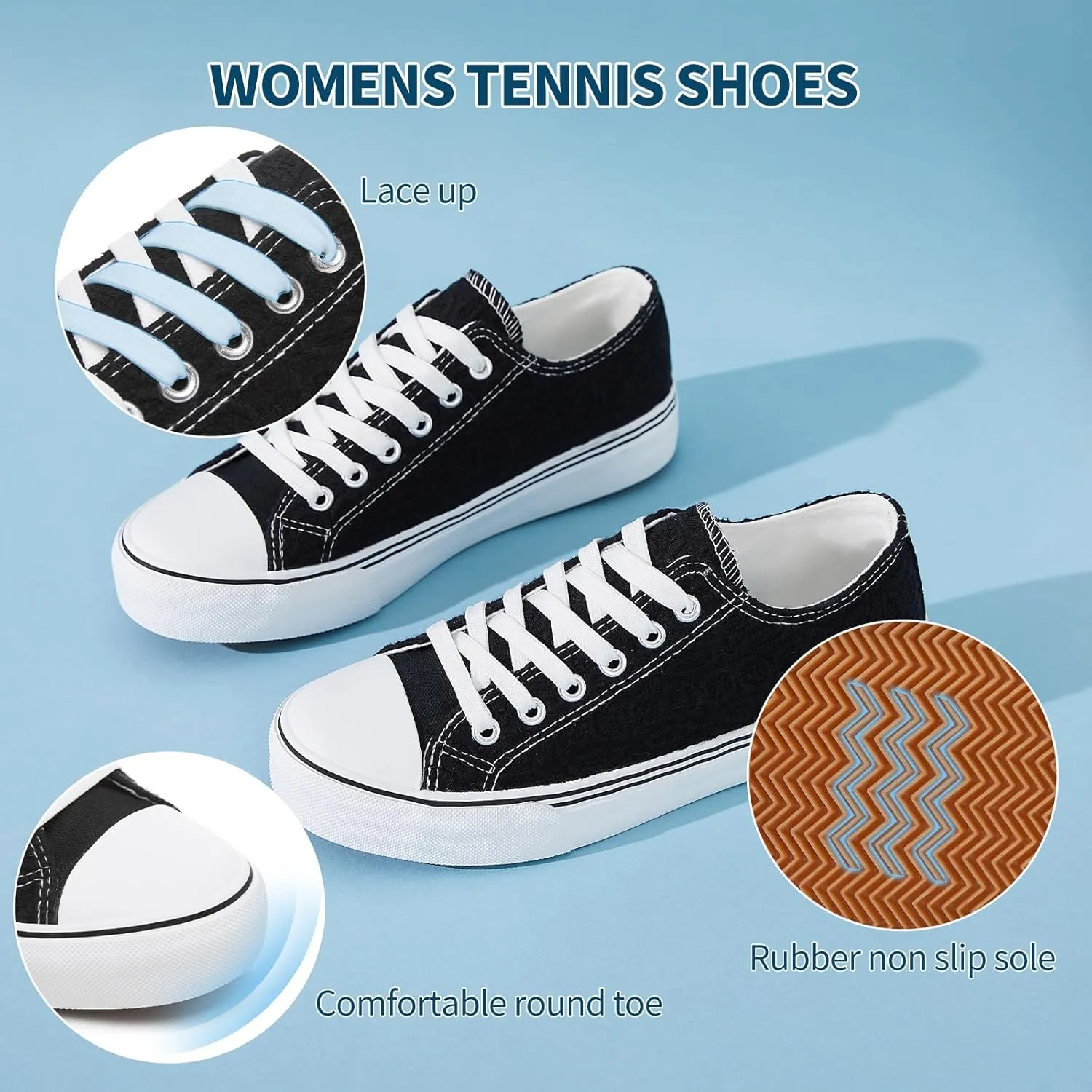 HYPOCRUTE Womens White Tennis Shoes Low Top Women Canvas Shoes Womens Fashion Sneakers