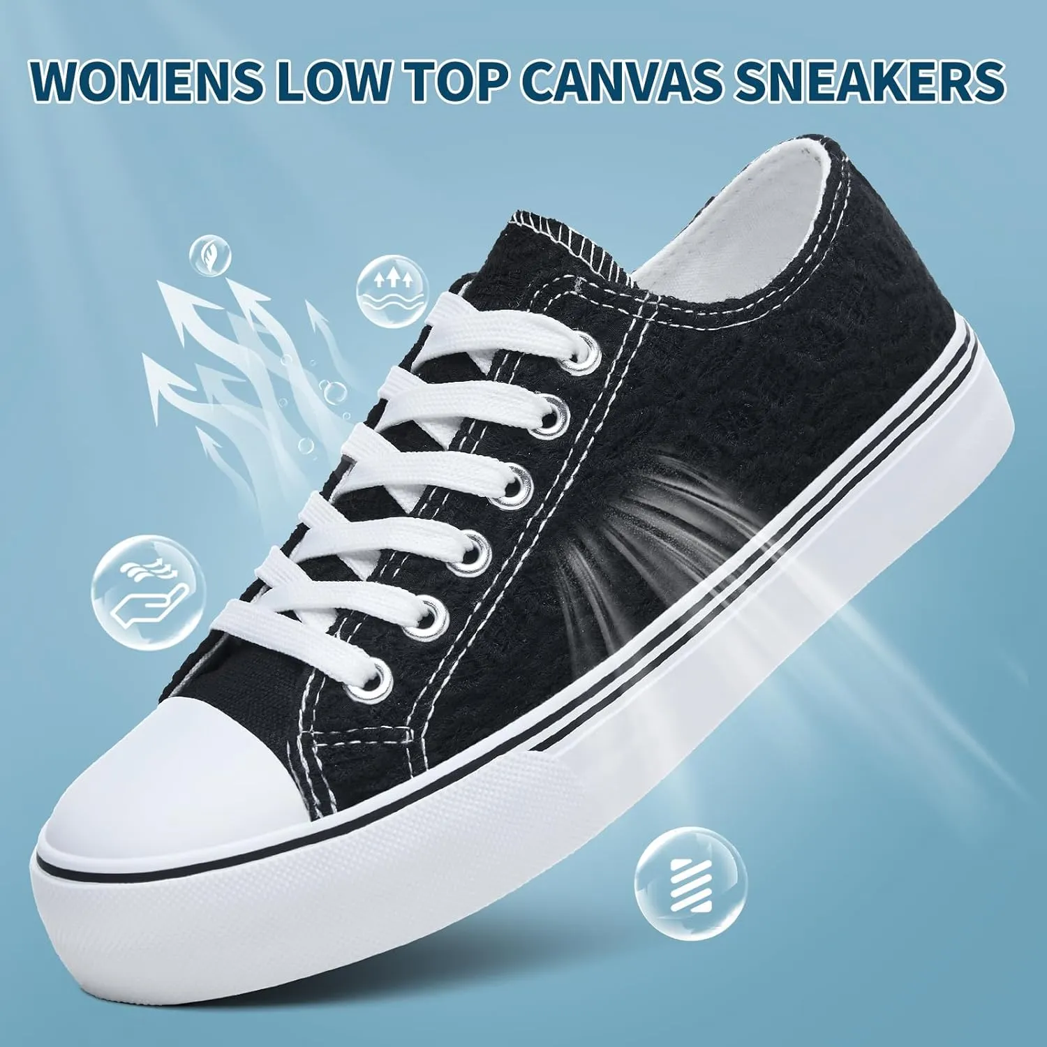 HYPOCRUTE Womens White Tennis Shoes Low Top Women Canvas Shoes Womens Fashion Sneakers