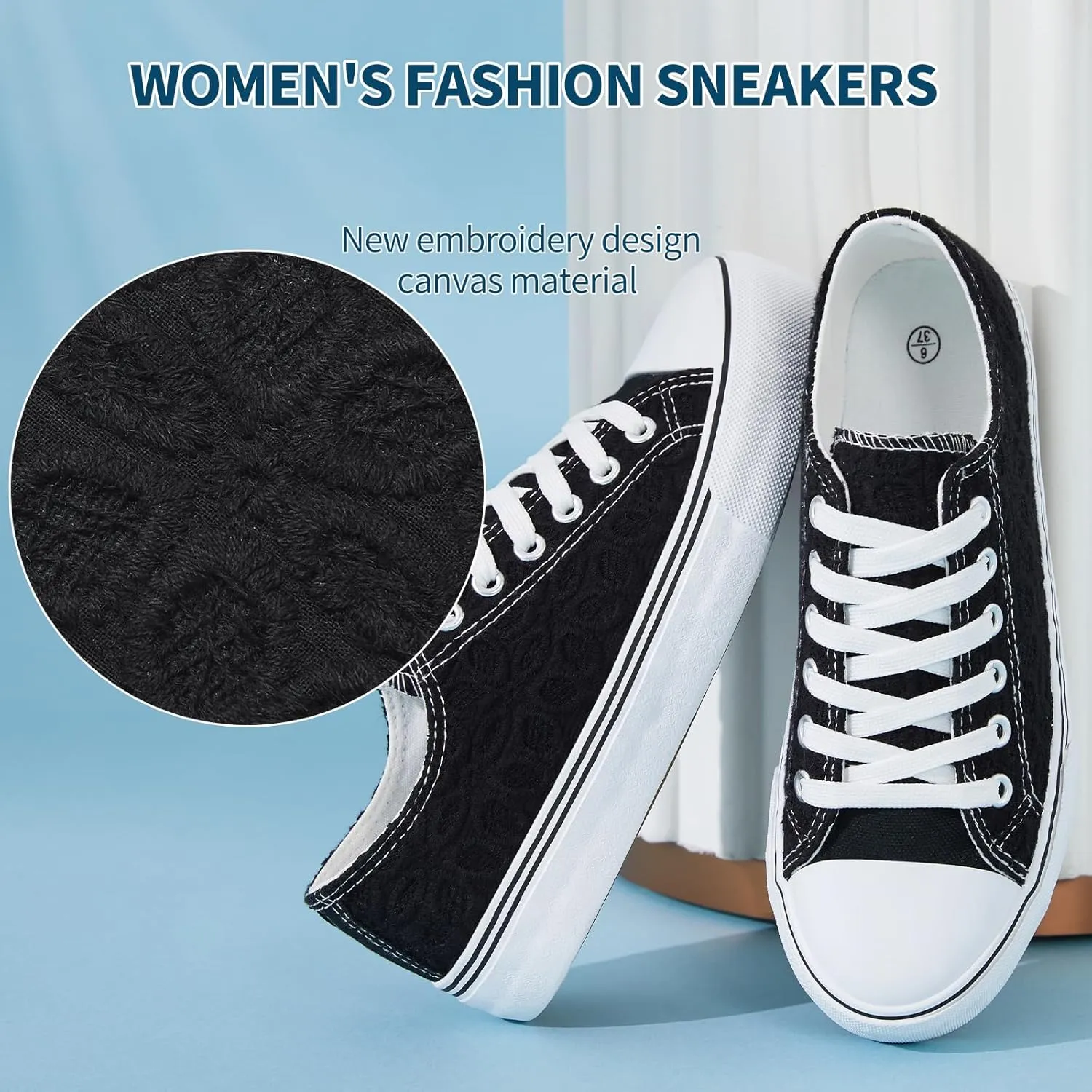 HYPOCRUTE Womens White Tennis Shoes Low Top Women Canvas Shoes Womens Fashion Sneakers