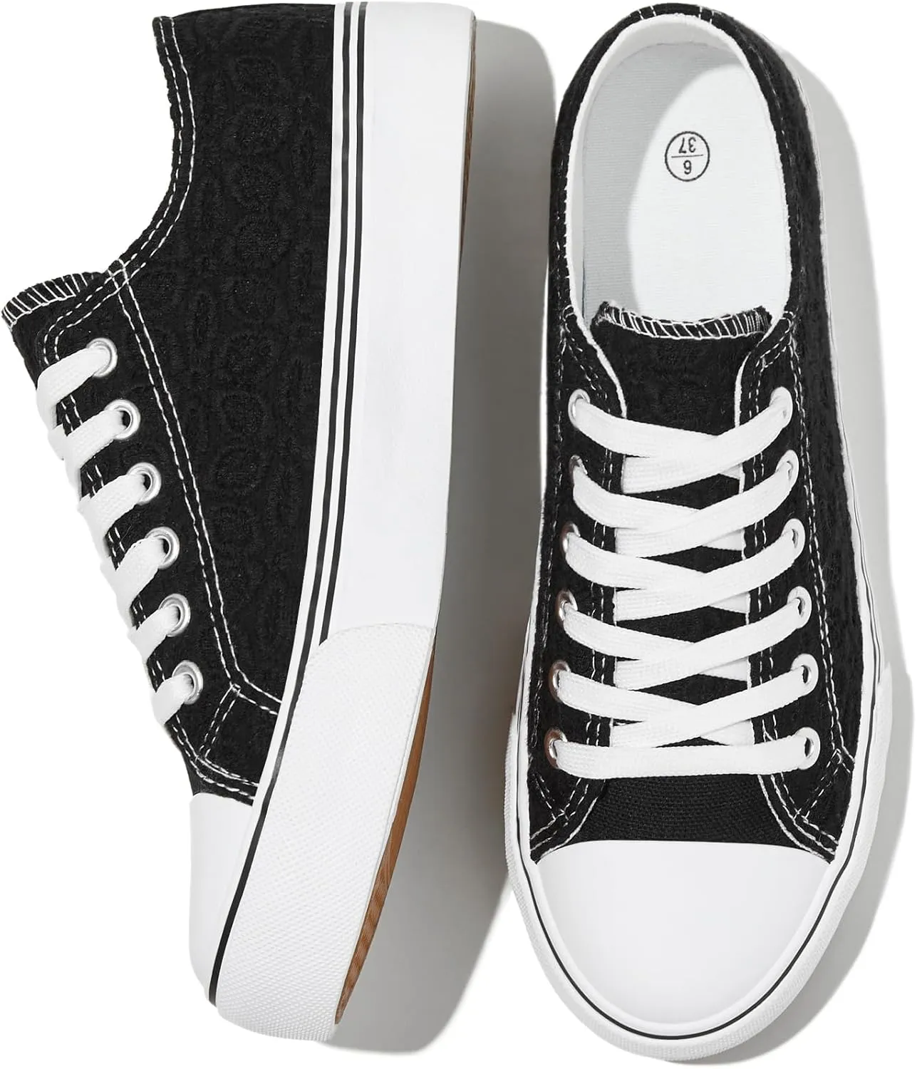HYPOCRUTE Womens White Tennis Shoes Low Top Women Canvas Shoes Womens Fashion Sneakers