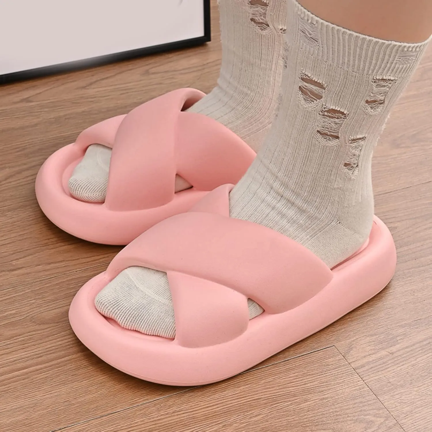 Indoor Slippers Shower Shoes with Drainage Holes House Slippers Lightweight Beach Sandals with Drain Holes