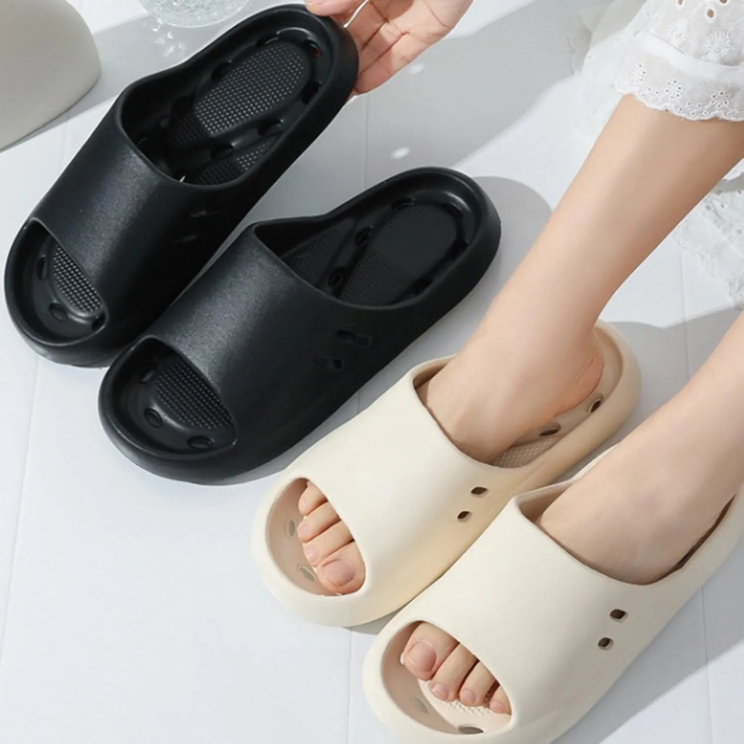 Indoor Slippers Waterproof Flip Flops for Men Shower Shoes for Living Room Pool Beach Spa Public Showers