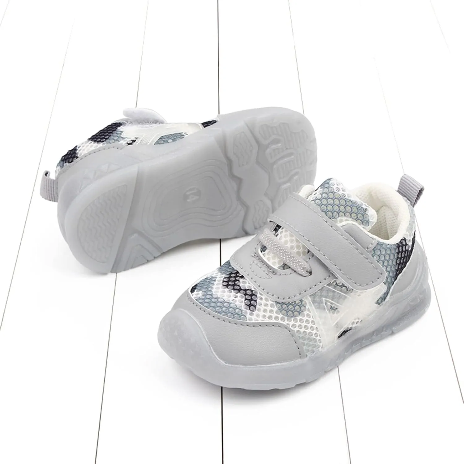 Infant Boys Girls Running Shoes Sneakers Sport Shoes Mesh Breathable Hook Loop Non Slip Soft Sole Shoes