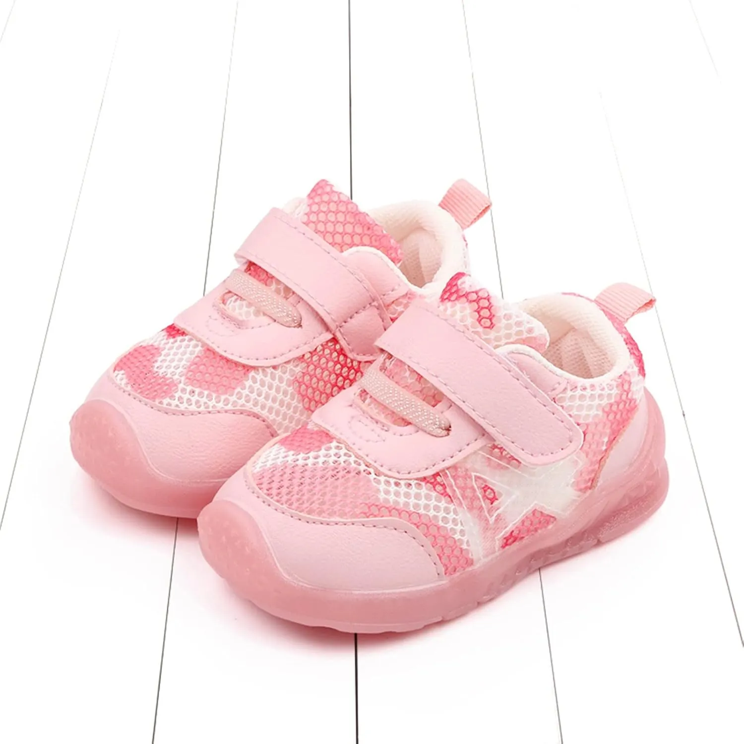 Infant Boys Girls Running Shoes Sneakers Sport Shoes Mesh Breathable Hook Loop Non Slip Soft Sole Shoes