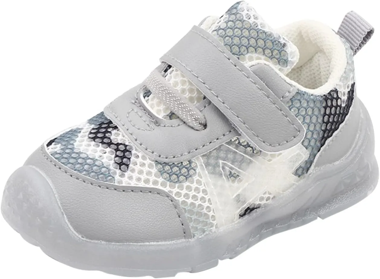 Infant Boys Girls Running Shoes Sneakers Sport Shoes Mesh Breathable Hook Loop Non Slip Soft Sole Shoes