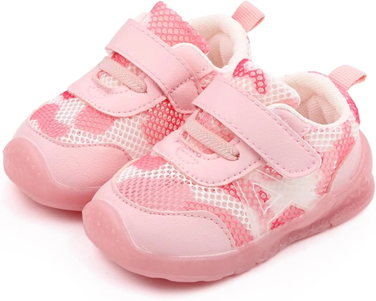 Infant Boys Girls Running Shoes Sneakers Sport Shoes Mesh Breathable Hook Loop Non Slip Soft Sole Shoes