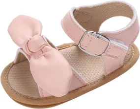 Infant Toddler Beach Shoes Summer Girls Flat Sandals Lightweight Open Toe Breathable Comfortable Bow (Pink, 5 Infant)