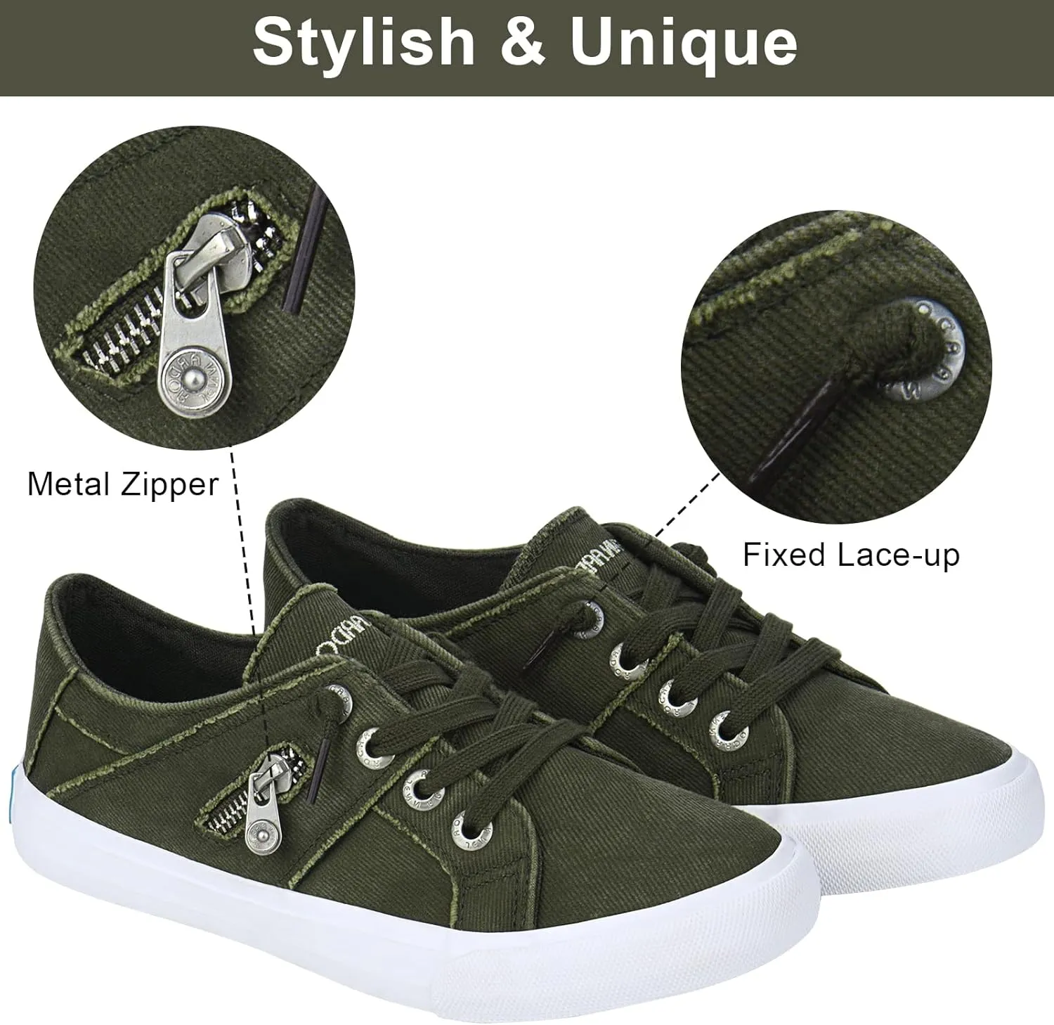 JENN ARDOR Womens Fashion Sneakers Slip On Shoes Women Sneakers Canvas Shoes Womens Tennis Comfortable Walking Flats for Womens Casual Shoes