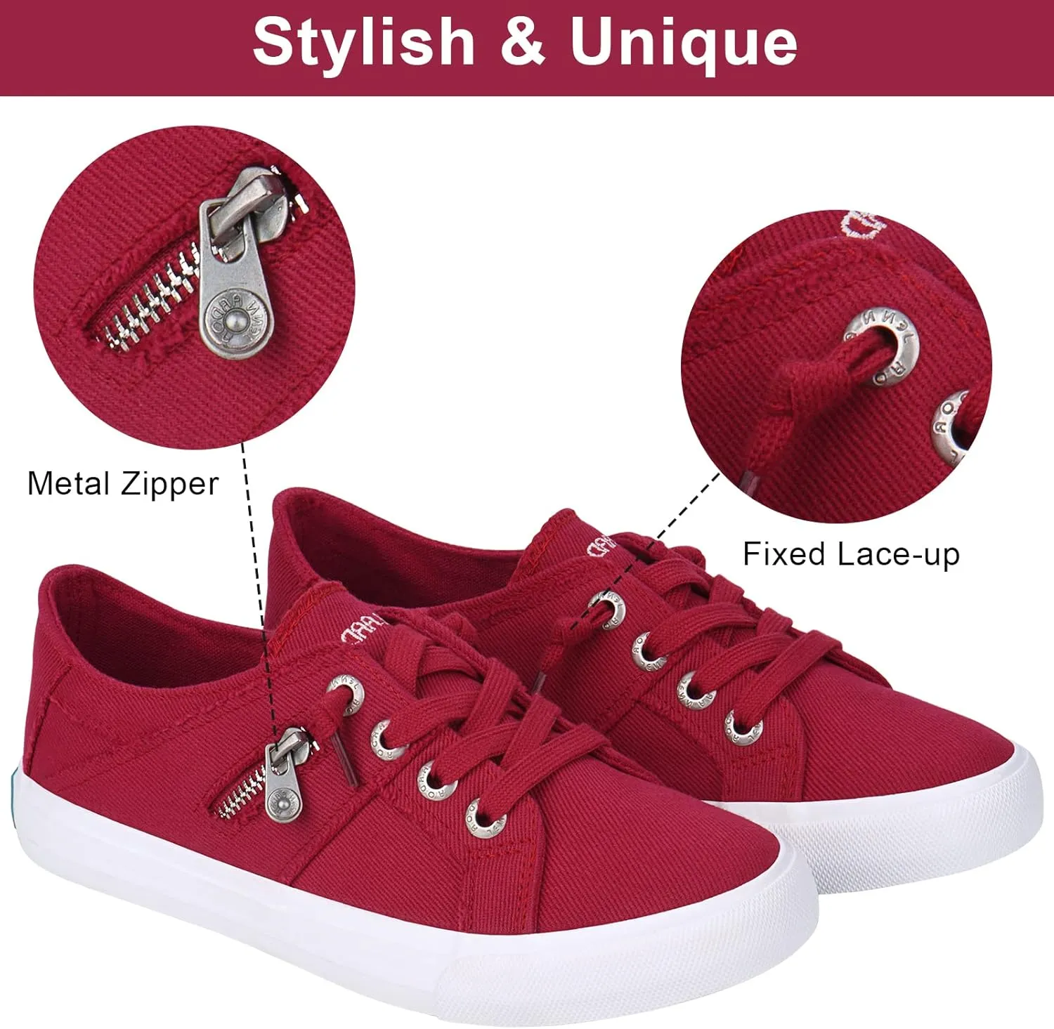 JENN ARDOR Womens Fashion Sneakers Slip On Shoes Women Sneakers Canvas Shoes Womens Tennis Comfortable Walking Flats for Womens Casual Shoes