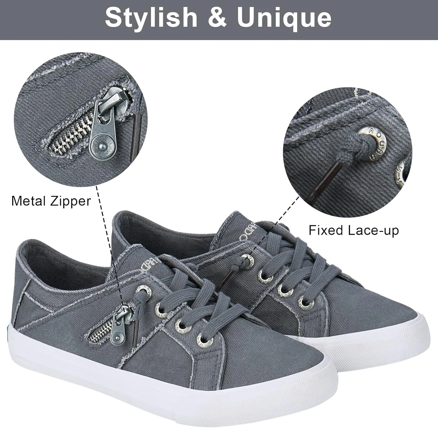 JENN ARDOR Womens Fashion Sneakers Slip On Shoes Women Sneakers Canvas Shoes Womens Tennis Comfortable Walking Flats for Womens Casual Shoes