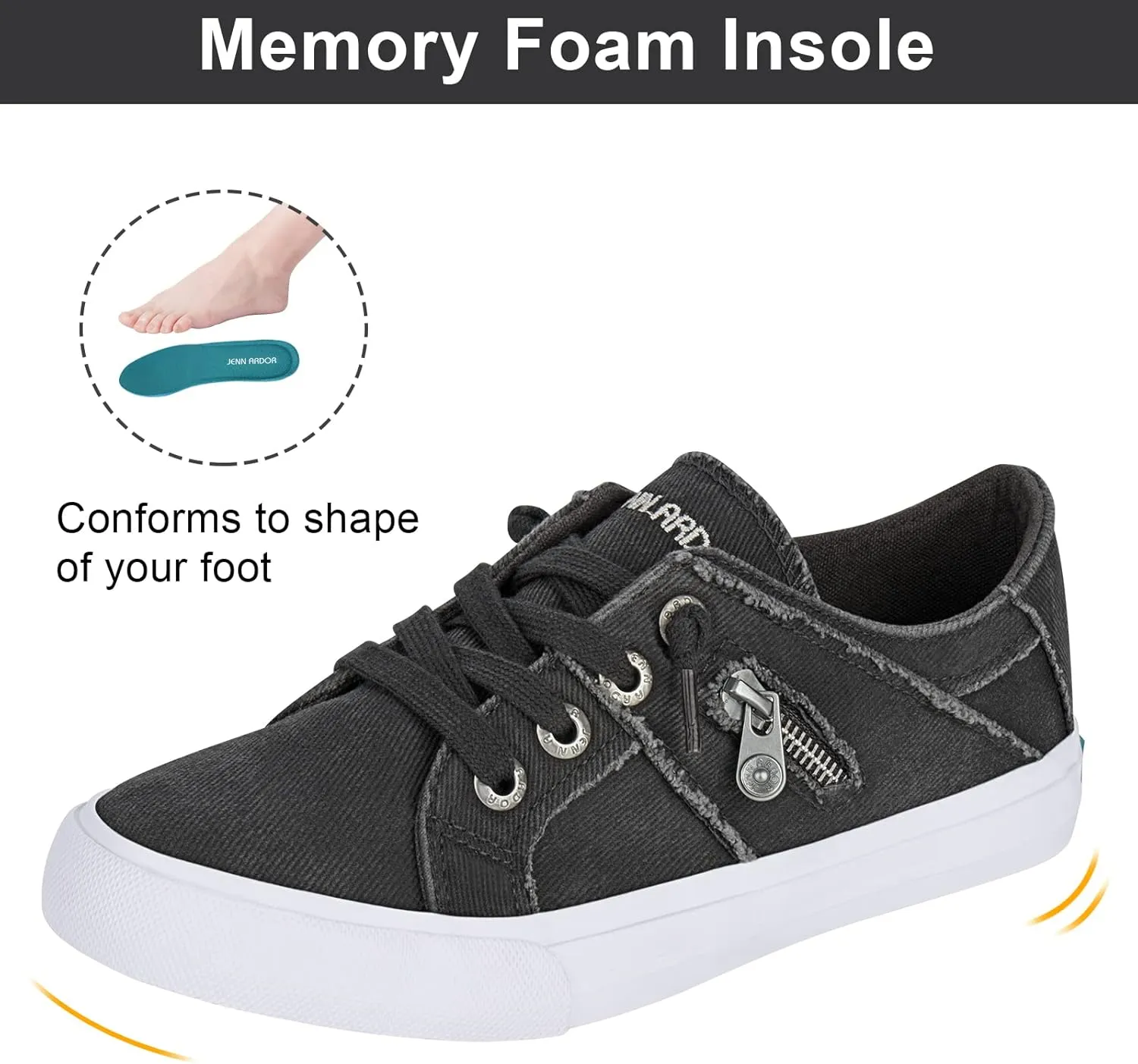 JENN ARDOR Womens Fashion Sneakers Slip On Shoes Women Sneakers Canvas Shoes Womens Tennis Comfortable Walking Flats for Womens Casual Shoes