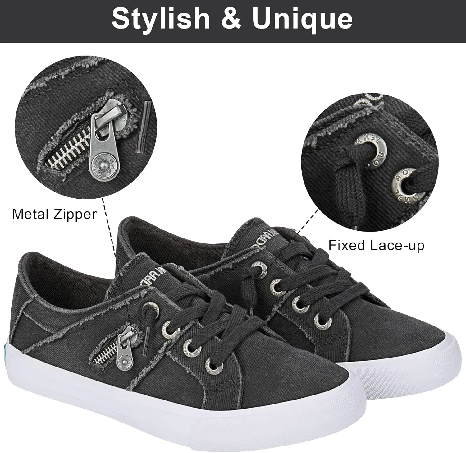 JENN ARDOR Womens Fashion Sneakers Slip On Shoes Women Sneakers Canvas Shoes Womens Tennis Comfortable Walking Flats for Womens Casual Shoes