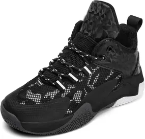 Kid's Basketball High Top Sneakers Boys Girls Comfort Lace-Up Breathable Walking Slip On Sneakers Sports Running Shoes