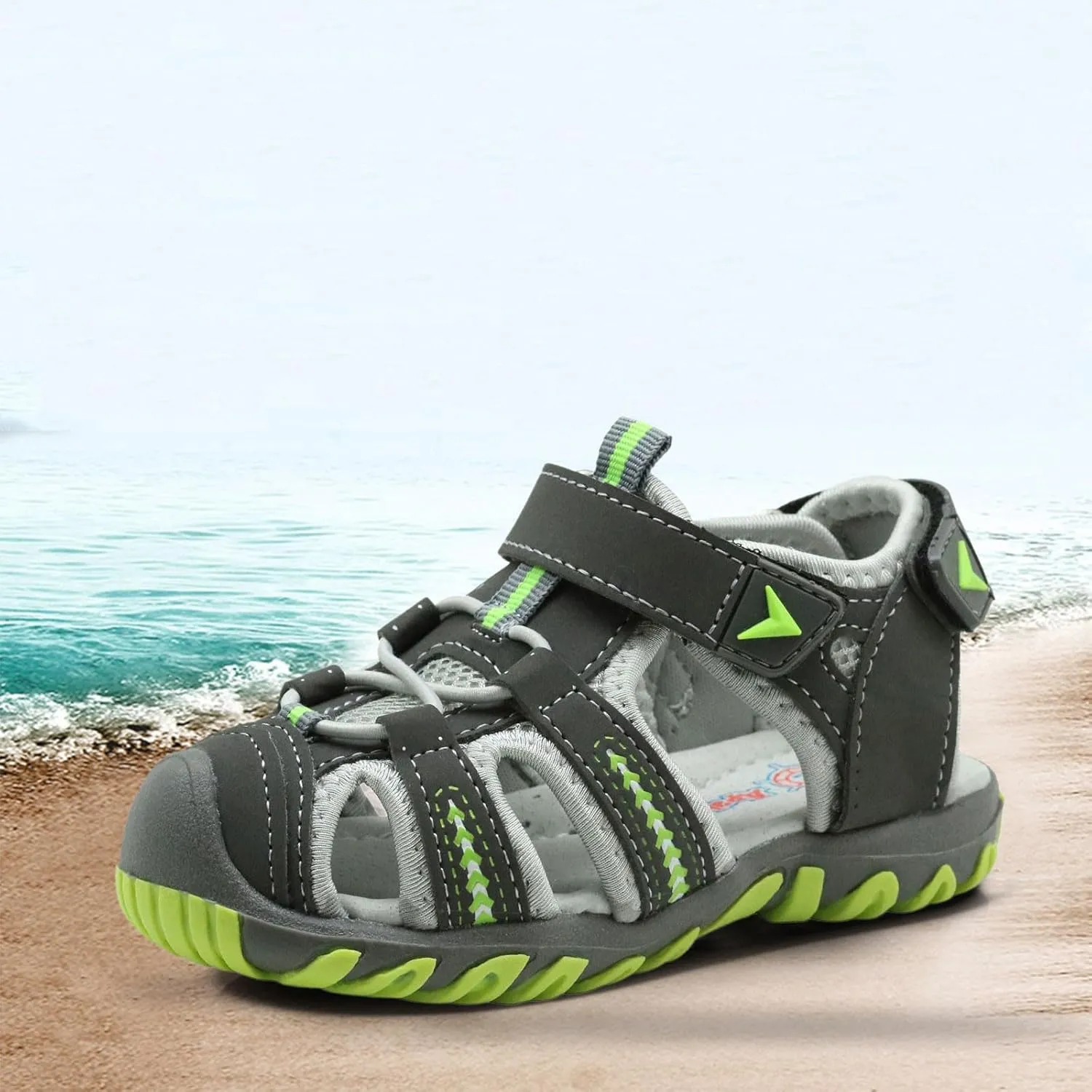 Kids Boys Closed Toe Sandals Summer Outdoor Athletic Sport Sandals Walking Hiking Hook and Loop Adjustable Shoes