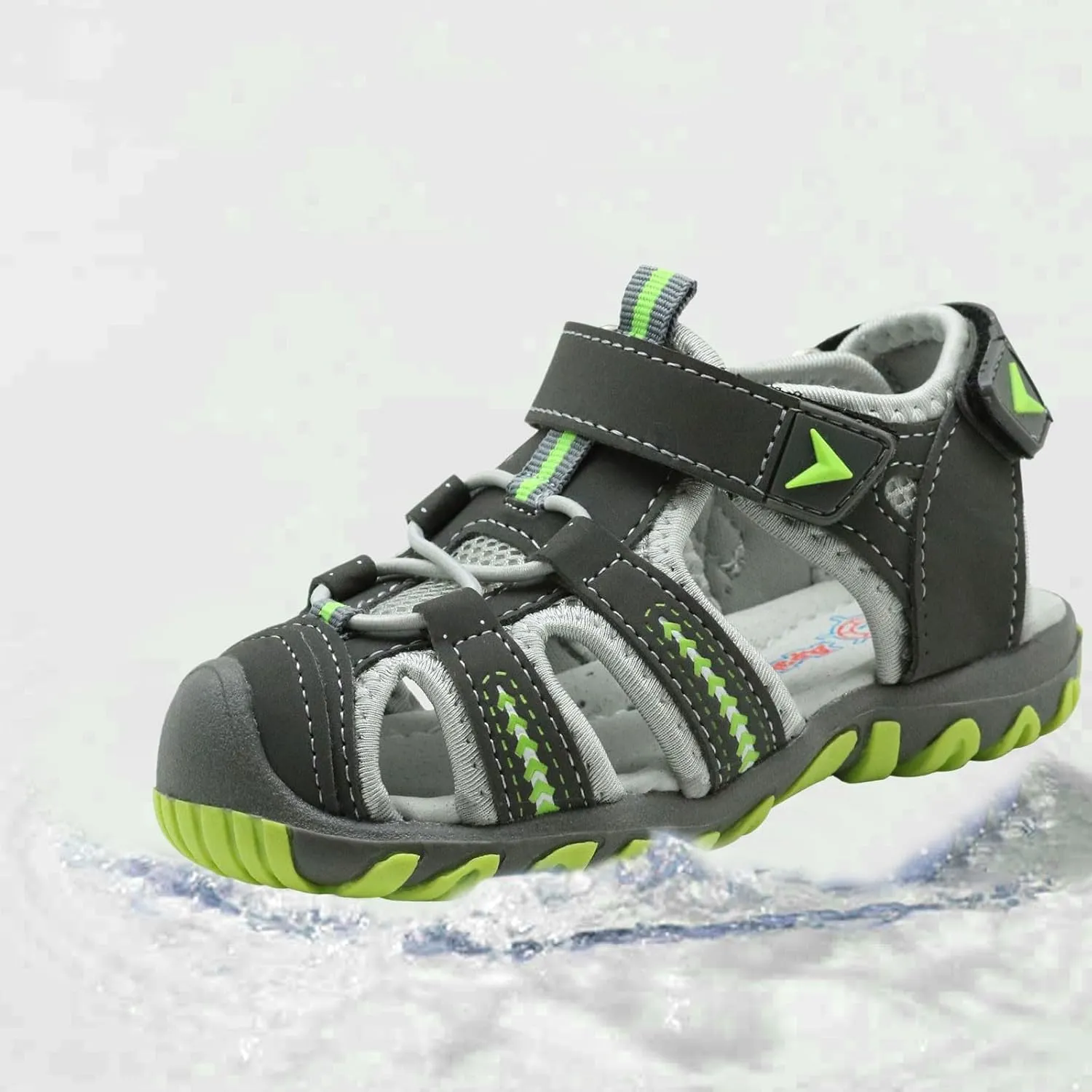 Kids Boys Closed Toe Sandals Summer Outdoor Athletic Sport Sandals Walking Hiking Hook and Loop Adjustable Shoes