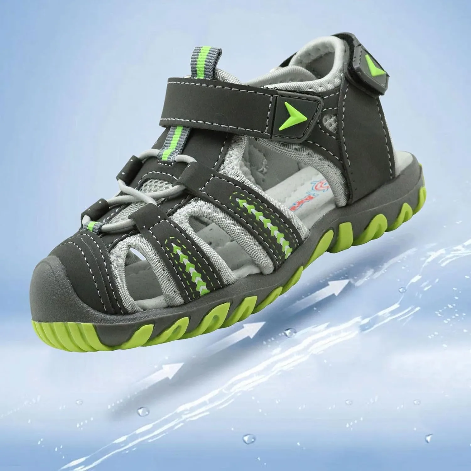 Kids Boys Closed Toe Sandals Summer Outdoor Athletic Sport Sandals Walking Hiking Hook and Loop Adjustable Shoes
