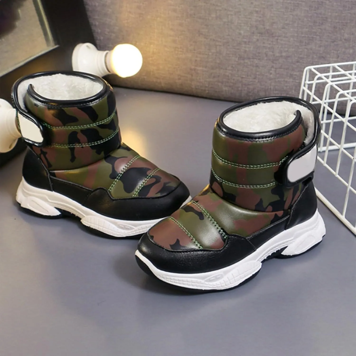 Kids Chunky Warm Snow Boots Boys Girls Winter Waterroof Outdoor Slip esistant Cold Weather Comfy Fuzzy Boots Girls