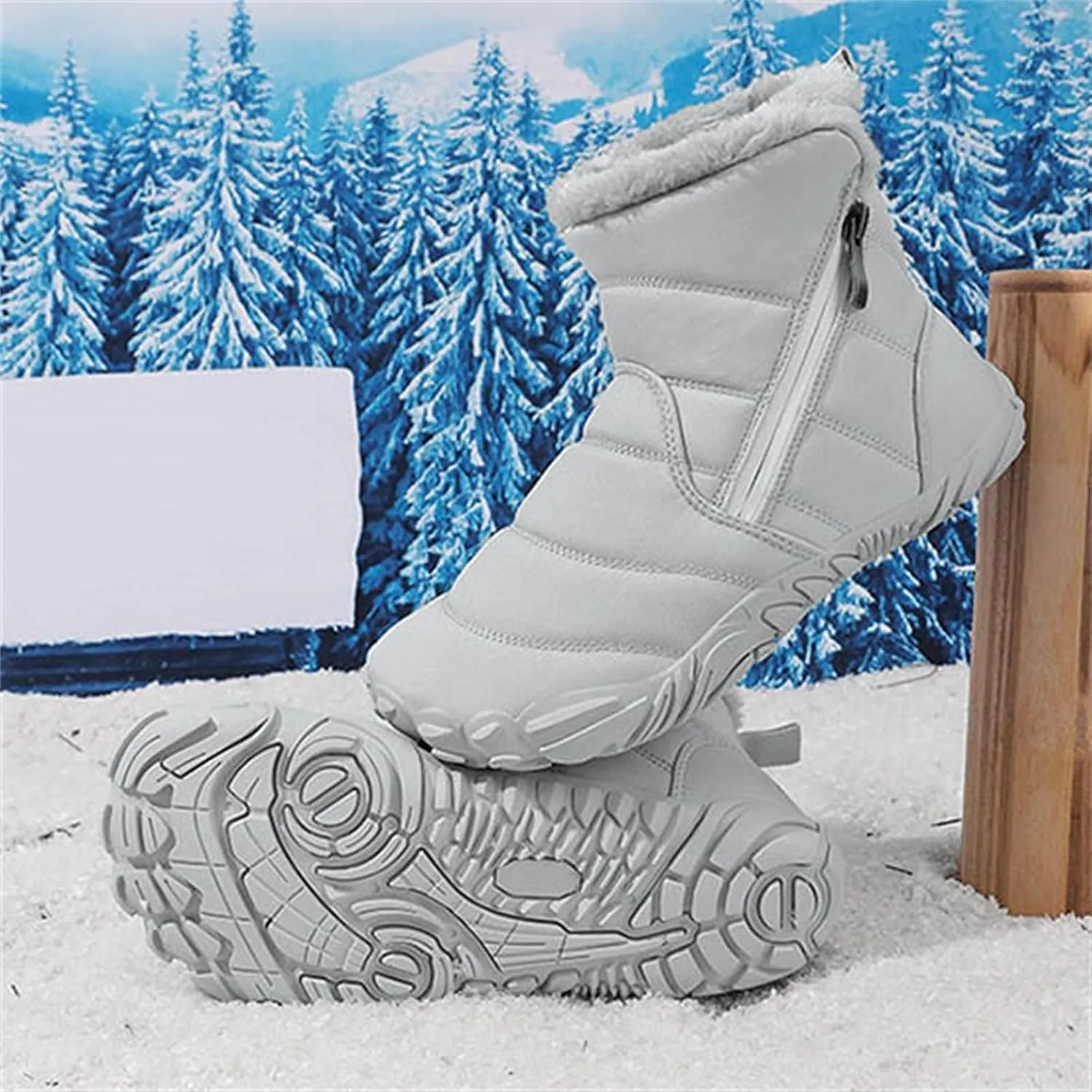 Kids Fr Lined Barefoot Shoes, Unisex-Child Wide Toe Box Hiking Boots, Boys Girls Anti-Slip High Top Snow Boots
