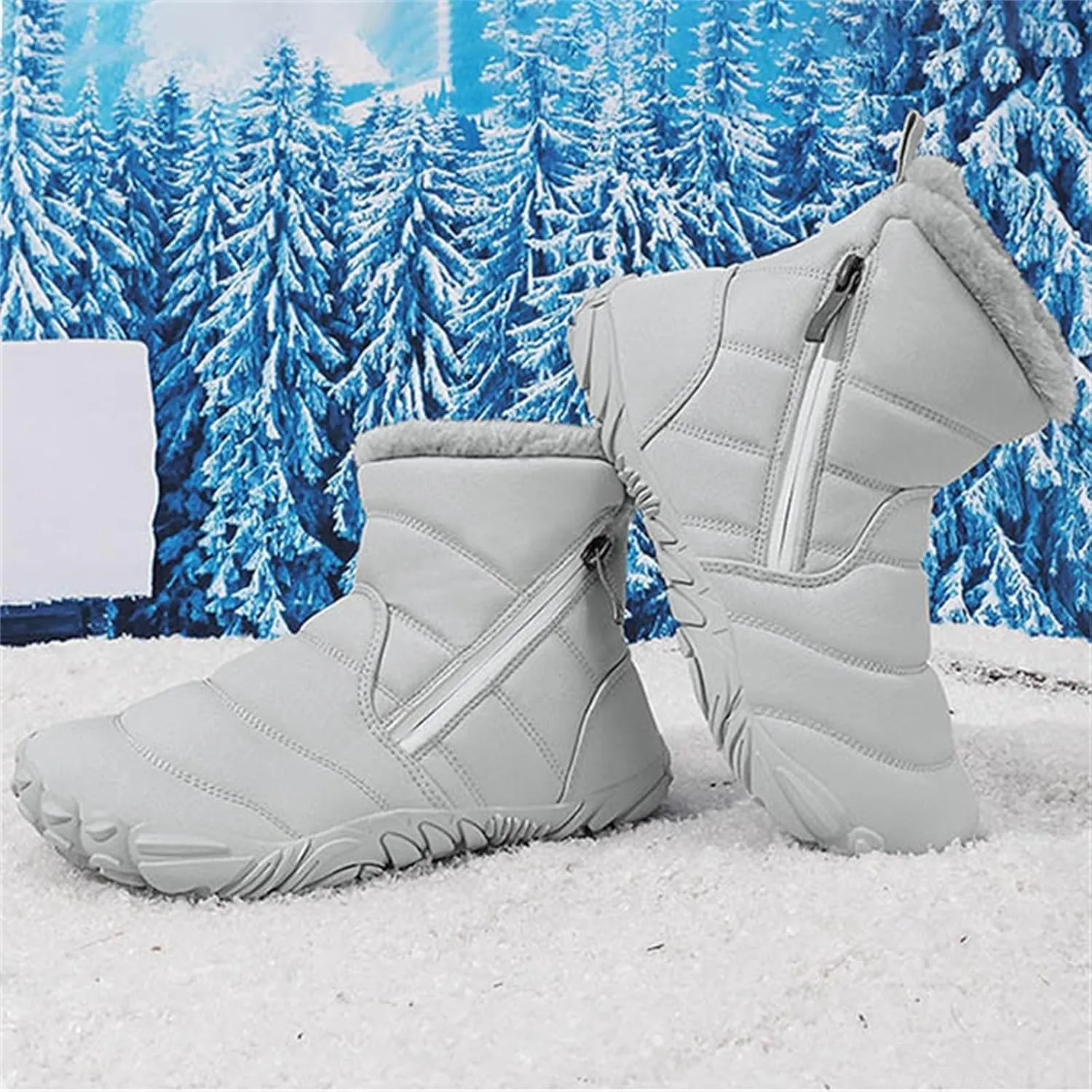Kids Fr Lined Barefoot Shoes, Unisex-Child Wide Toe Box Hiking Boots, Boys Girls Anti-Slip High Top Snow Boots