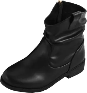 Kids Girl Ankle Boots Warm Side Zipper Boots Low Heel Booties Winter Snow Boots Non Slip Outdoor Shoes for Big Kids (Black, 10-10.5 Years)